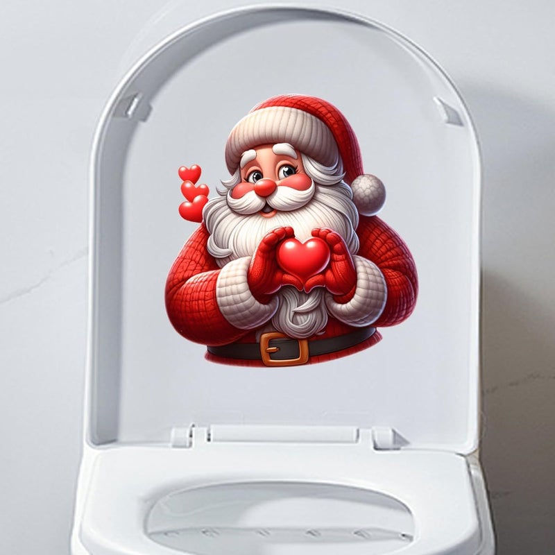 Nouiroy Christmas Santa Toilet Seat Lid Stickers,Self-Adhesive Santa Toilet Seat Decals DIY Removable Waterproof Toilet Sticker Christmas Decor Decals (Love-Hearted Santa) - Image 4